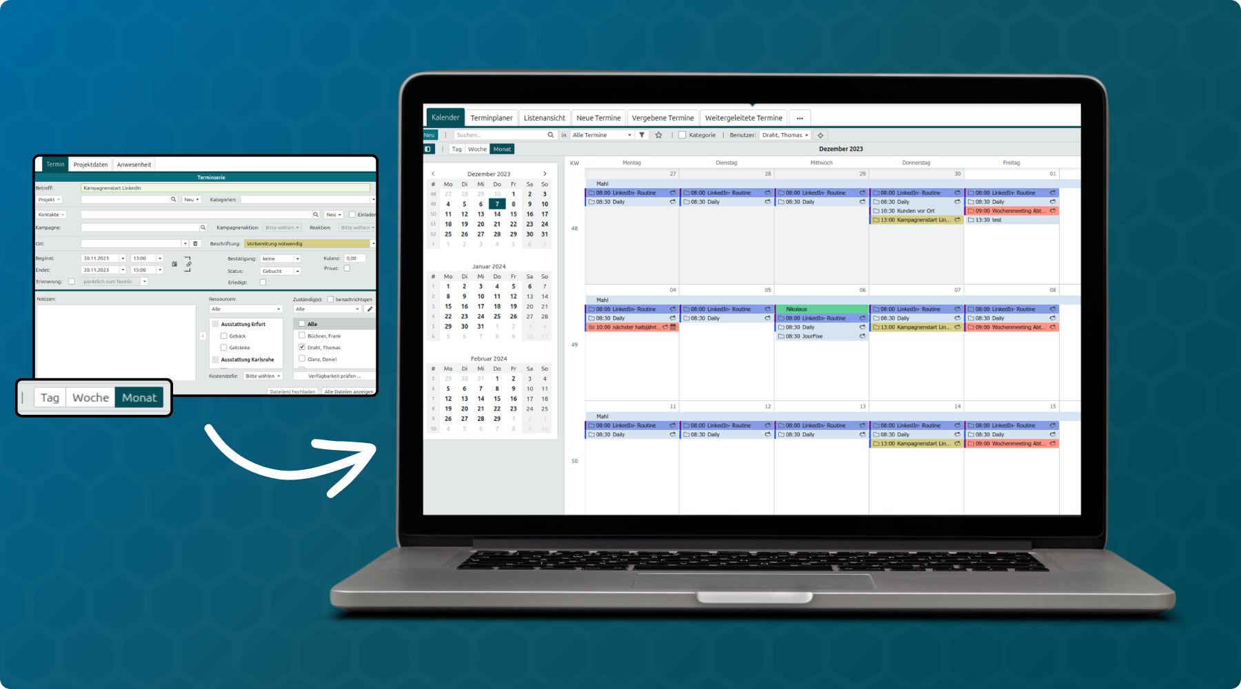 Optimale Flexibilität mit unseren vielseitigen Kalender-Ansichten!